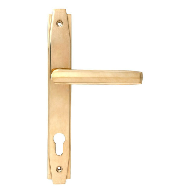 From The Anvil - Polished Brass Art Deco Slimline Lever Espag. Lock Set | Sku. 51185 | Trade Door Handles.