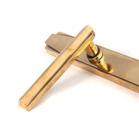 From The Anvil - Aged Brass Art Deco Slimline Lever Espag. Lock Set | Sku. 51186 | Trade Door Handles.