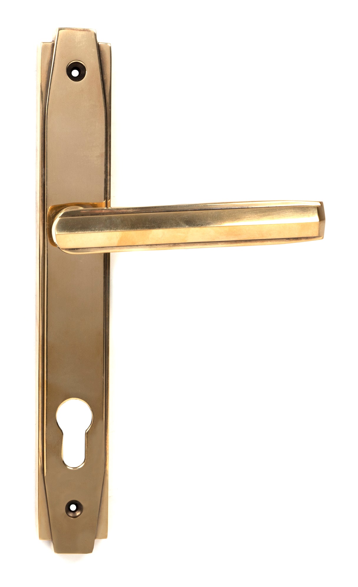 From The Anvil - Aged Brass Art Deco Slimline Lever Espag. Lock Set | Sku. 51186 | Trade Door Handles.