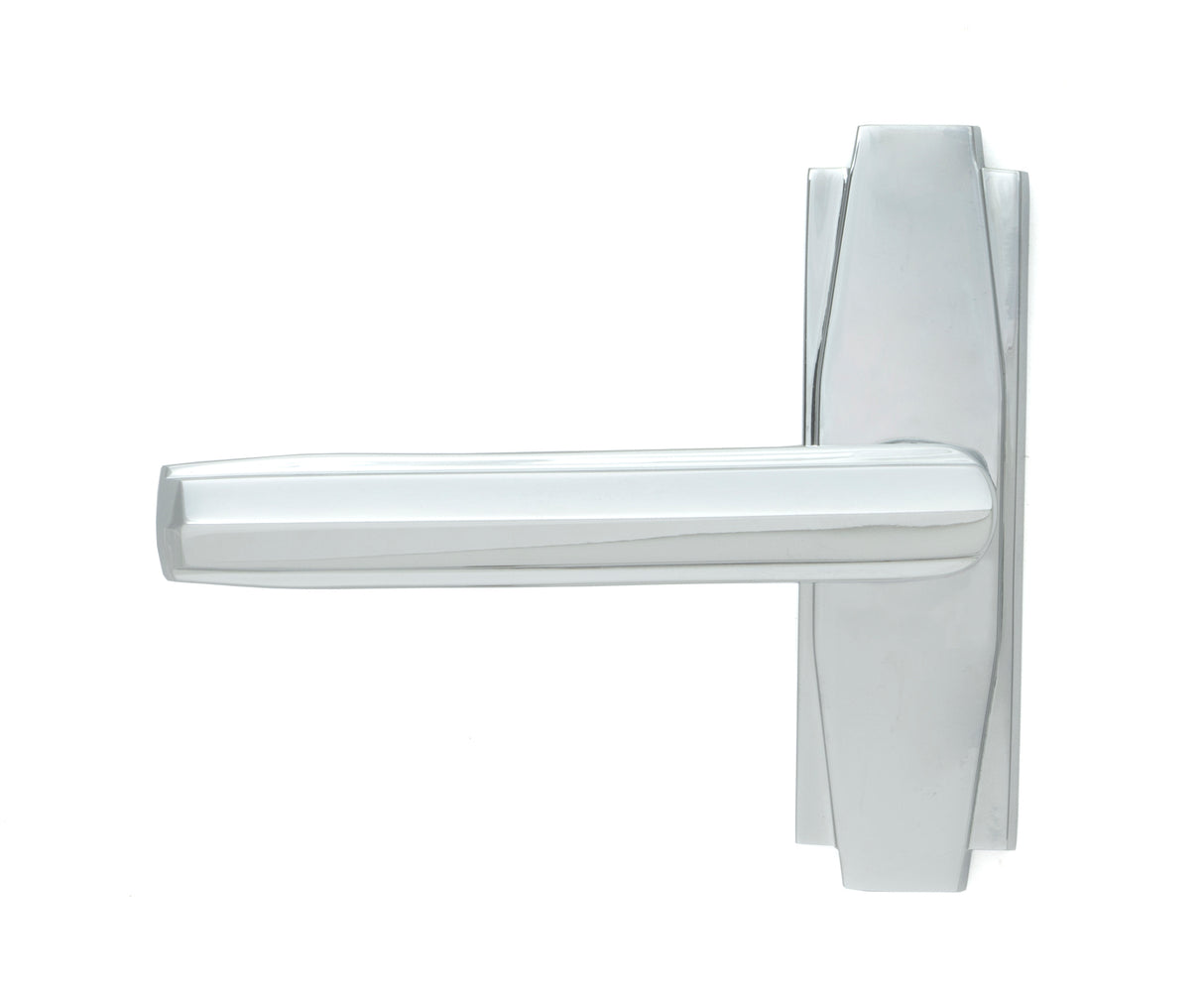 From The Anvil - Polished Chrome Art Deco Lever on Rose Set | Sku. 51194 | Trade Door Handles.
