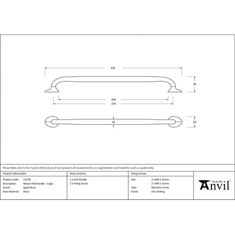 From The Anvil - Aged Brass Moore Pull Handle - Large | Sku. 51258 | Trade Door Handles.