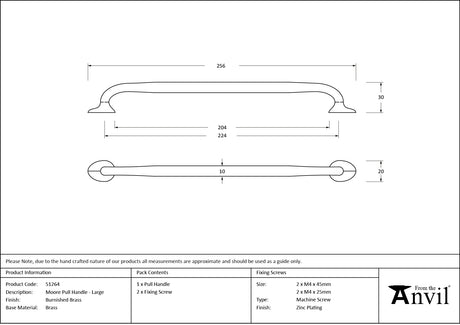 From The Anvil - Burnished Brass Moore Pull Handle - Large | Sku. 51264 | Trade Door Handles.