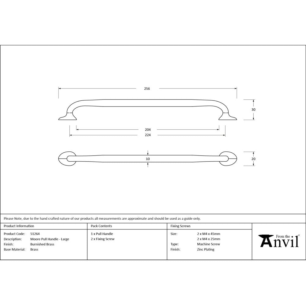 From The Anvil - Burnished Brass Moore Pull Handle - Large | Sku. 51264 | Trade Door Handles.