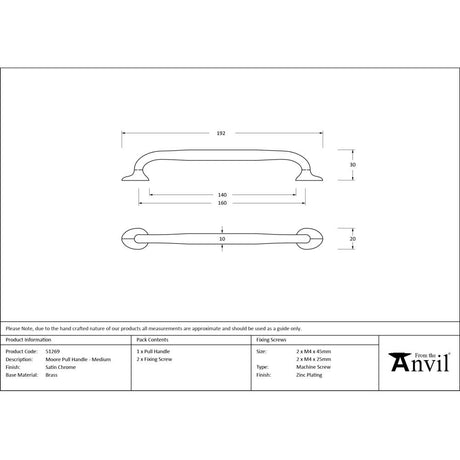From The Anvil - Satin Chrome Moore Pull Handle - Medium | Sku. 51269 | Trade Door Handles.