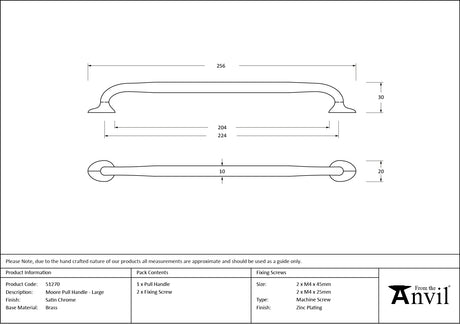 From The Anvil - Satin Chrome Moore Pull Handle - Large | Sku. 51270 | Trade Door Handles.