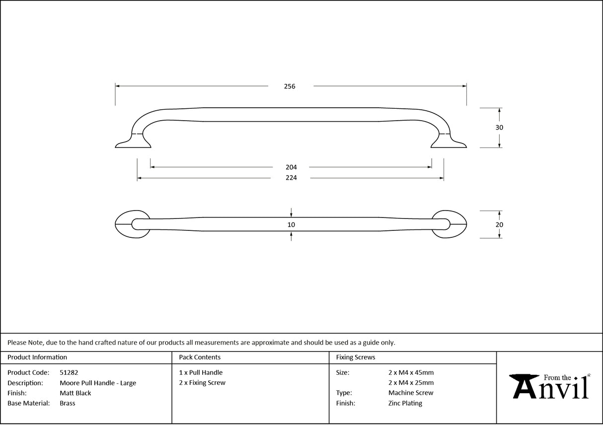 From The Anvil - Matt Black Moore Pull Handle - Large | Sku. 51282 | Trade Door Handles.