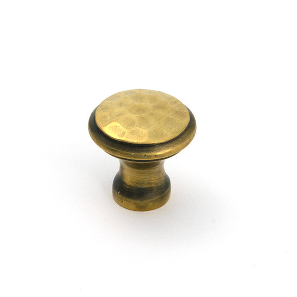 This is an image of From The Anvil - Aged Brass Hammered Cabinet Knob - Small available to order from Trade Door Handles in Kendal.