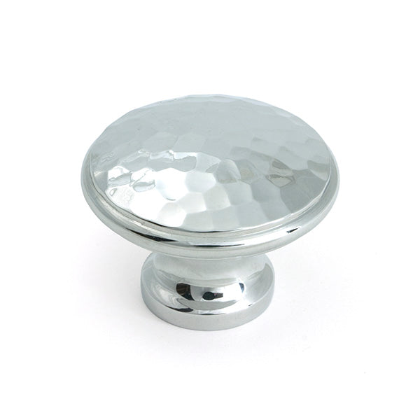 This is an image of From The Anvil - Polished Chrome Hammered Cabinet Knob - Large available to order from Trade Door Handles in Kendal.