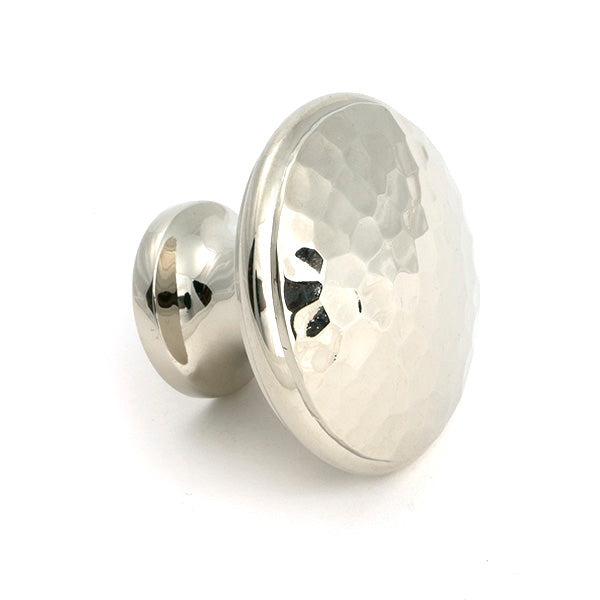 From The Anvil - Polished Nickel Hammered Cabinet Knob - Large