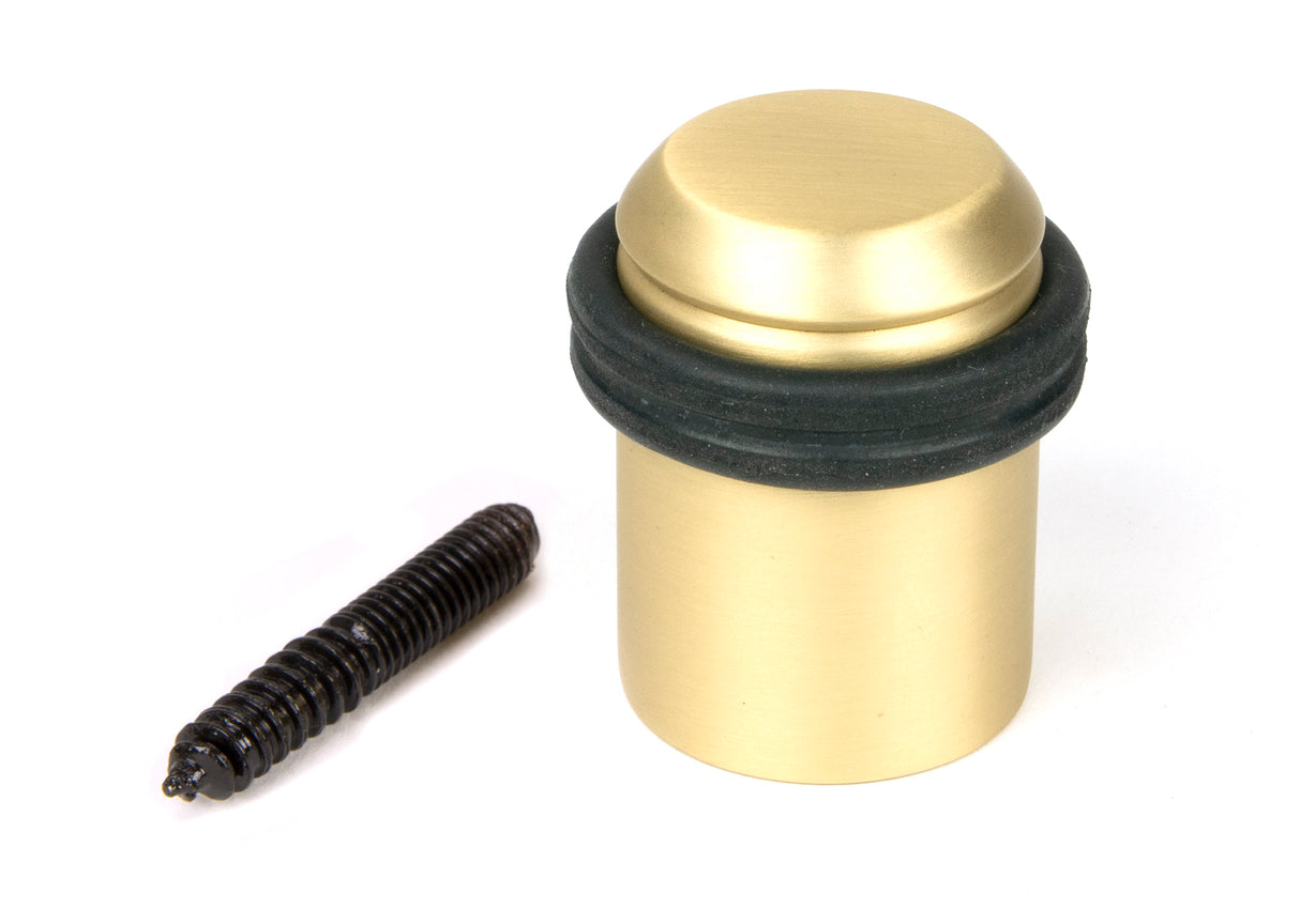 From The Anvil - Satin Brass Floor Mounted Door Stop | Sku. 51299 | Trade Door Handles.