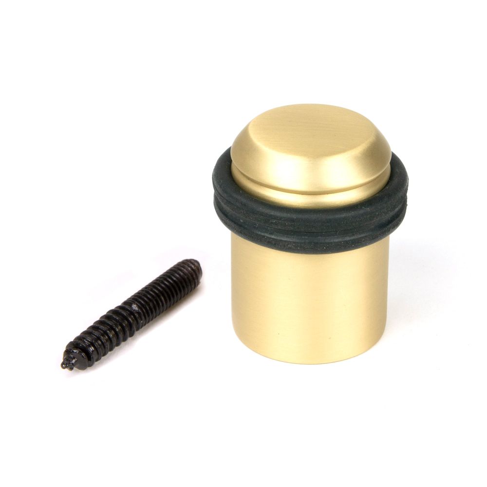From The Anvil - Satin Brass Floor Mounted Door Stop | Sku. 51299 | Trade Door Handles.