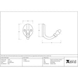 From The Anvil - Burnished Brass Coat Hook | Sku. 51301 | Trade Door Handles.