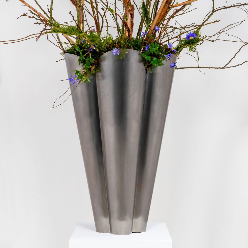 From The Anvil - Satin Marine SS (316) 40cm Flora Pot (Drainage holes) | Sku. 51319 | Trade Door Handles.