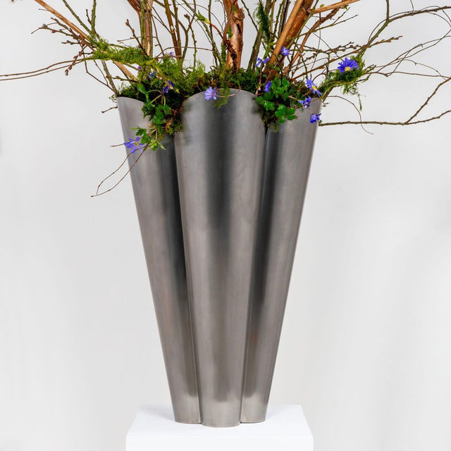 From The Anvil - Satin Marine SS (316) 40cm Flora Pot (Drainage holes) | Sku. 51319 | Trade Door Handles.