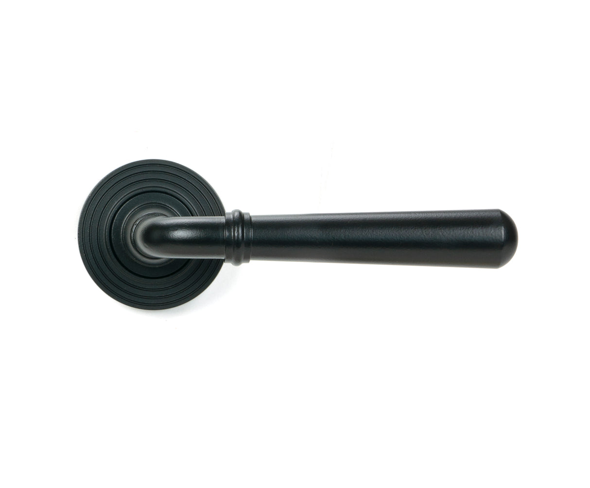From The Anvil - Matt Black Newbury Lever on Rose Set (Beehive) - Unsprung | Sku. 51328 | Trade Door Handles.
