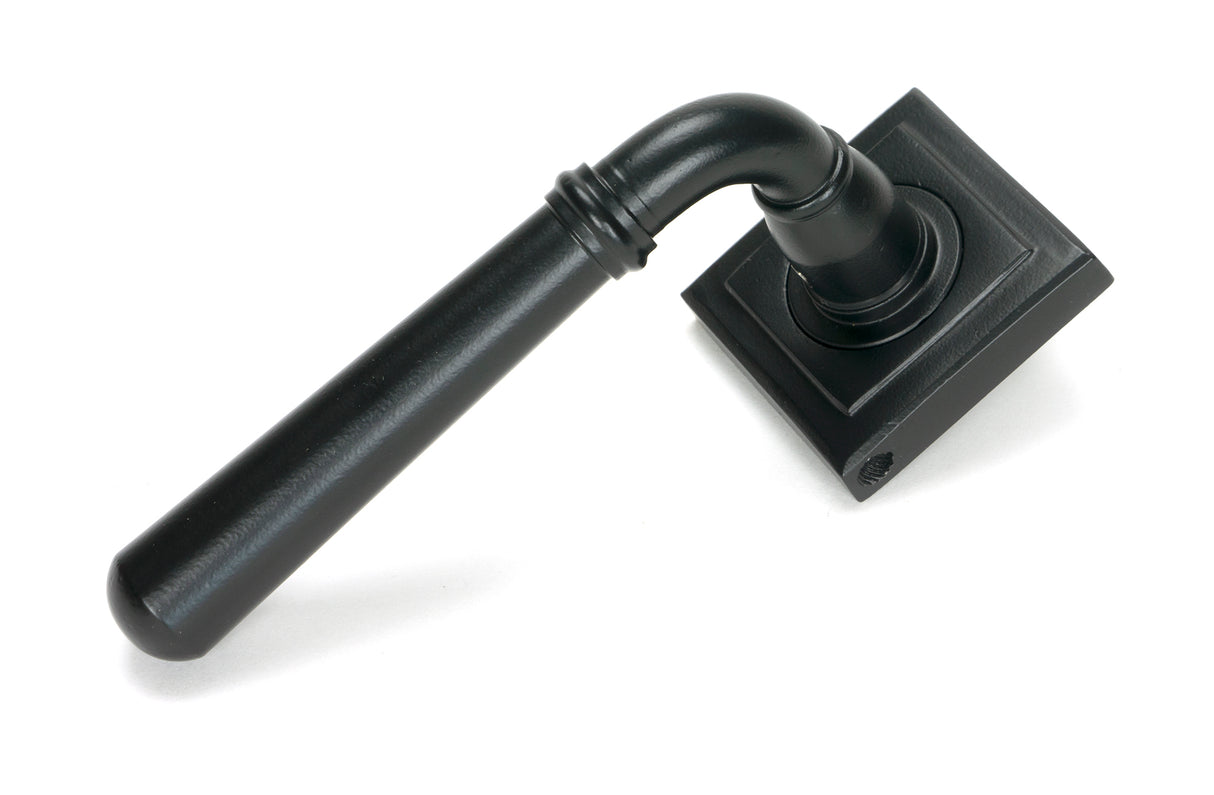 From The Anvil - Matt Black Newbury Lever on Rose Set (Square) - Unsprung | Sku. 51329 | Trade Door Handles.