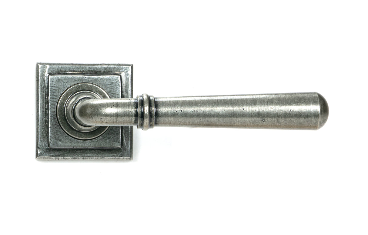 From The Anvil - Pewter Newbury Lever on Rose Set (Square) - Unsprung | Sku. 51333 | Trade Door Handles.