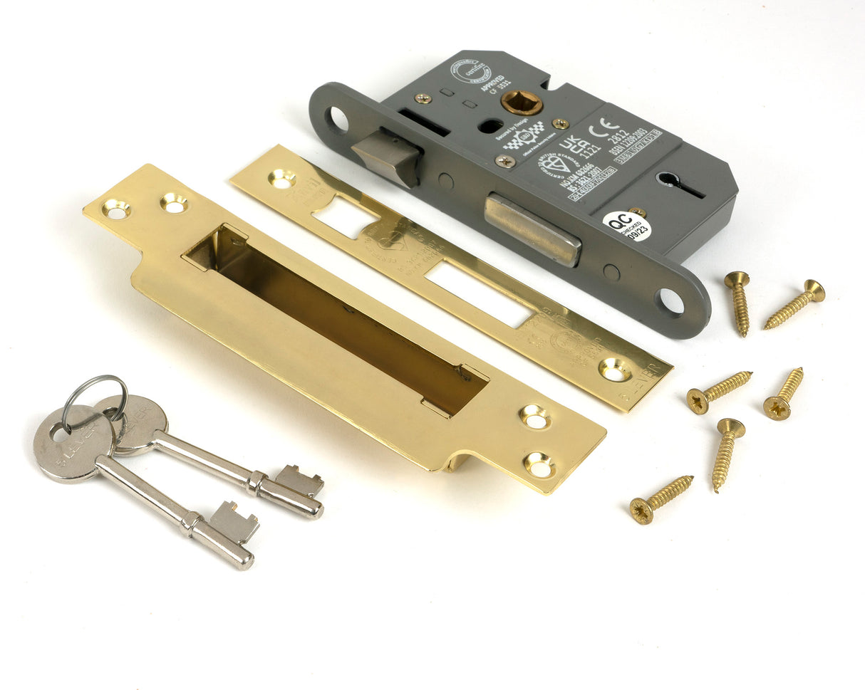 From The Anvil - Polished Brass 2.5" 5 Lever BS Sash Lock | Sku. 51335 | Trade Door Handles.