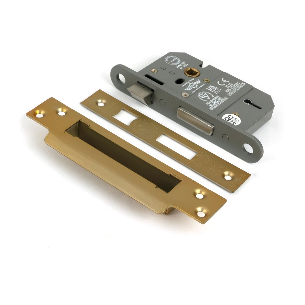 From The Anvil - Satin Brass 2.5" 5 Lever BS Sash Lock | Sku. 51337 | Trade Door Handles.