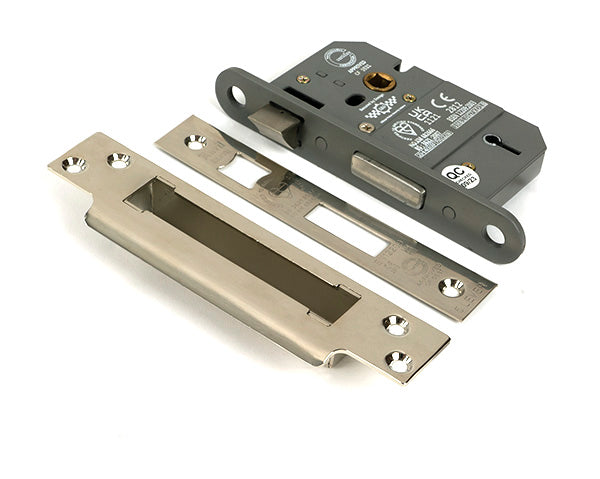 This is an image of From The Anvil - Polished Nickel 2Â½" 5 Lever BS Sash Lock available to order from Trade Door Handles in Kendal.