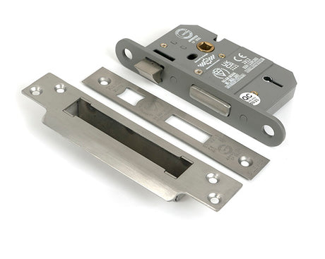 This is an image of From The Anvil - Satin Chrome 2Â½" 5 Lever BS Sash Lock available to order from Trade Door Handles in Kendal.