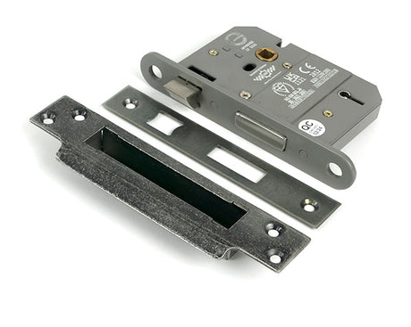 This is an image of From The Anvil - Pewter 3" 5 Lever BS Sash Lock available to order from Trade Door Handles in Kendal.