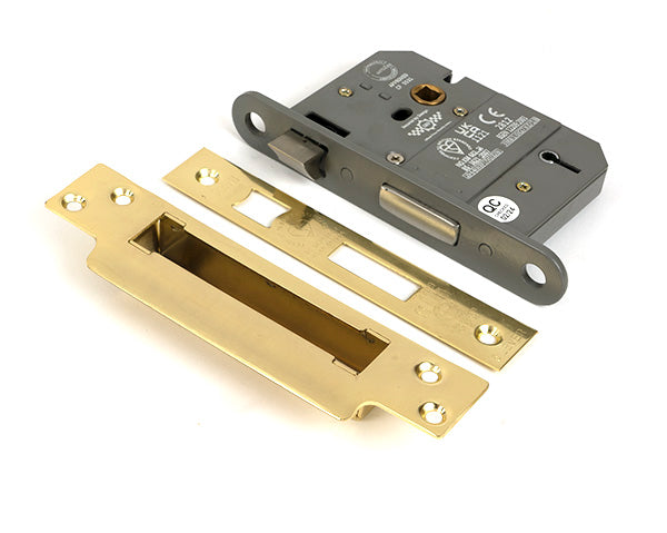 This is an image of From The Anvil - Polished Brass 3" 5 Lever BS Sash Lock available to order from Trade Door Handles in Kendal.