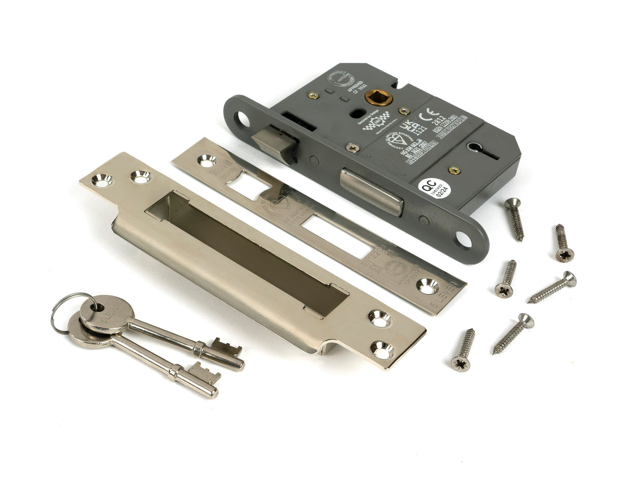 From The Anvil - Polished Nickel 3" 5 Lever BS Sash Lock | Sku. 51348 | Trade Door Handles.