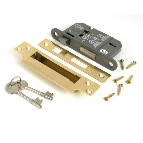 From The Anvil - Polished Brass 2.5" 5 Lever BS Sash Lock KA | Sku. 51355 | Trade Door Handles.