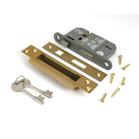 From The Anvil - Satin Brass 2.5" 5 Lever BS Sash Lock KA | Sku. 51357 | Trade Door Handles.