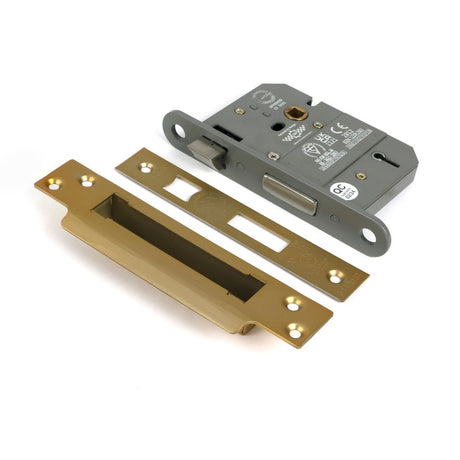 From The Anvil - Satin Brass 3" 5 Lever BS Sash Lock KA | Sku. 51367 | Trade Door Handles.