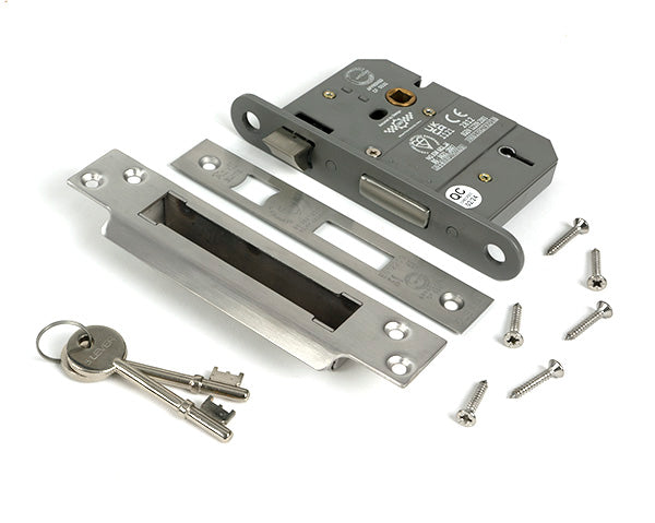 From The Anvil - Satin Chrome 3" 5 Lever BS Sash Lock KA