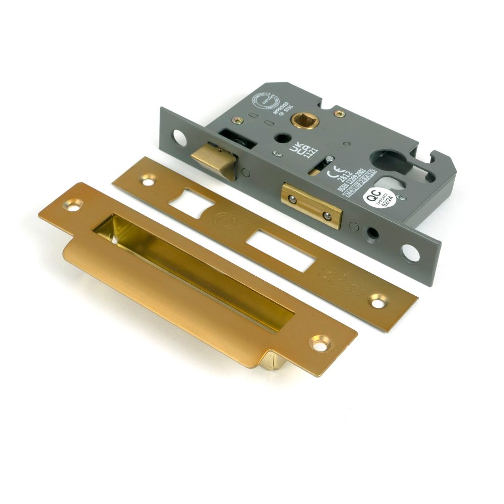 From The Anvil - Satin Brass 2.5" Euro Profile Sash Lock | Sku. 51377 | Trade Door Handles.