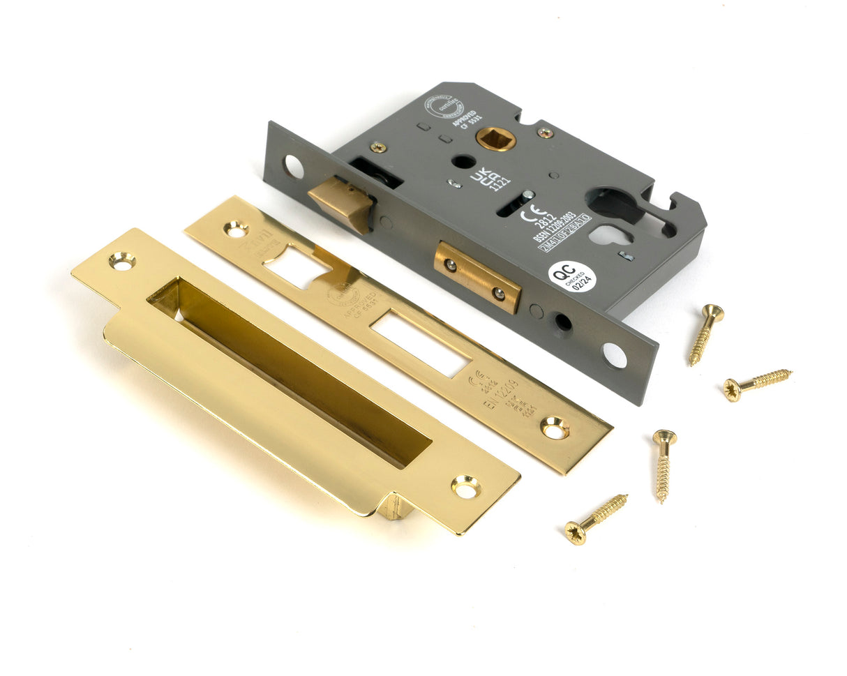 From The Anvil - Polished Brass 3" Euro Profile Sash Lock | Sku. 51385 | Trade Door Handles.