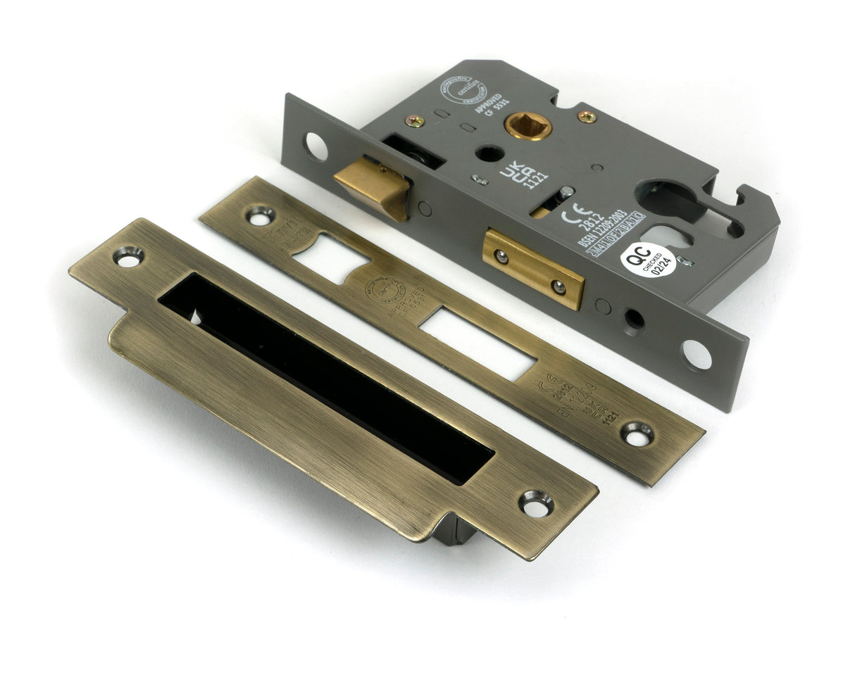 From The Anvil - Aged Brass 3" Euro Profile Sash Lock | Sku. 51386 | Trade Door Handles.