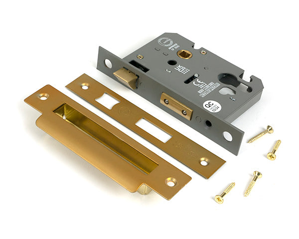 From The Anvil - Satin Brass 3" Euro Profile Sash Lock