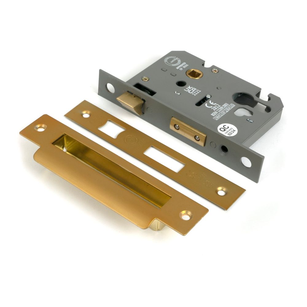 From The Anvil - Satin Brass 3" Euro Profile Sash Lock | Sku. 51387 | Trade Door Handles.