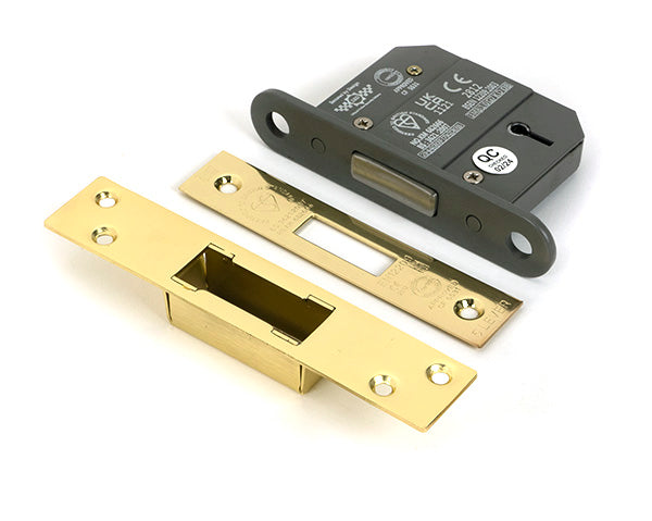 This is an image of From The Anvil - Polished Brass 2Ã‚Â½" 5 Lever BS Dead Lock available to order from Trade Door Handles in Kendal.