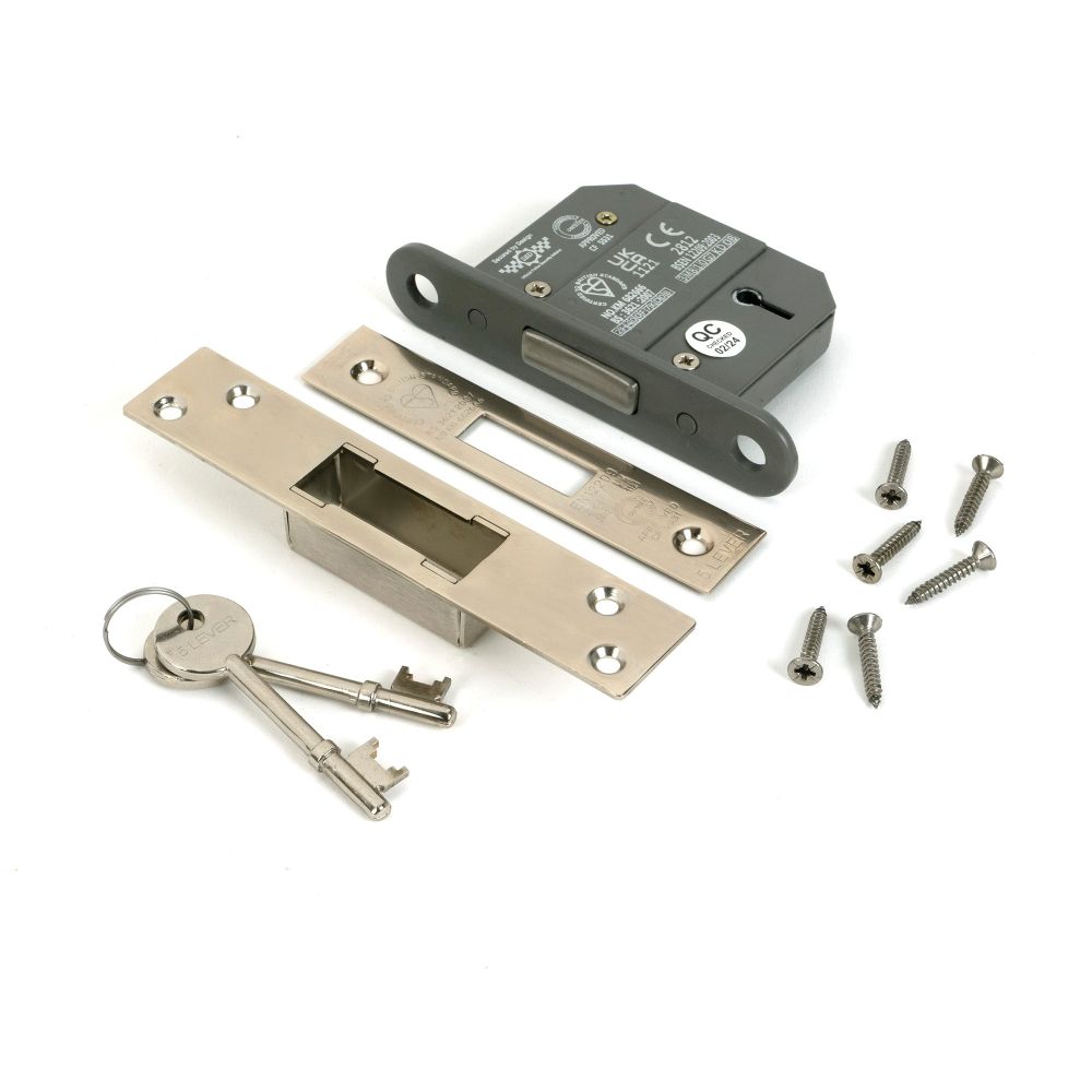 From The Anvil - Polished Nickel 2.5" 5 Lever BS Dead Lock | Sku. 51408 | Trade Door Handles.