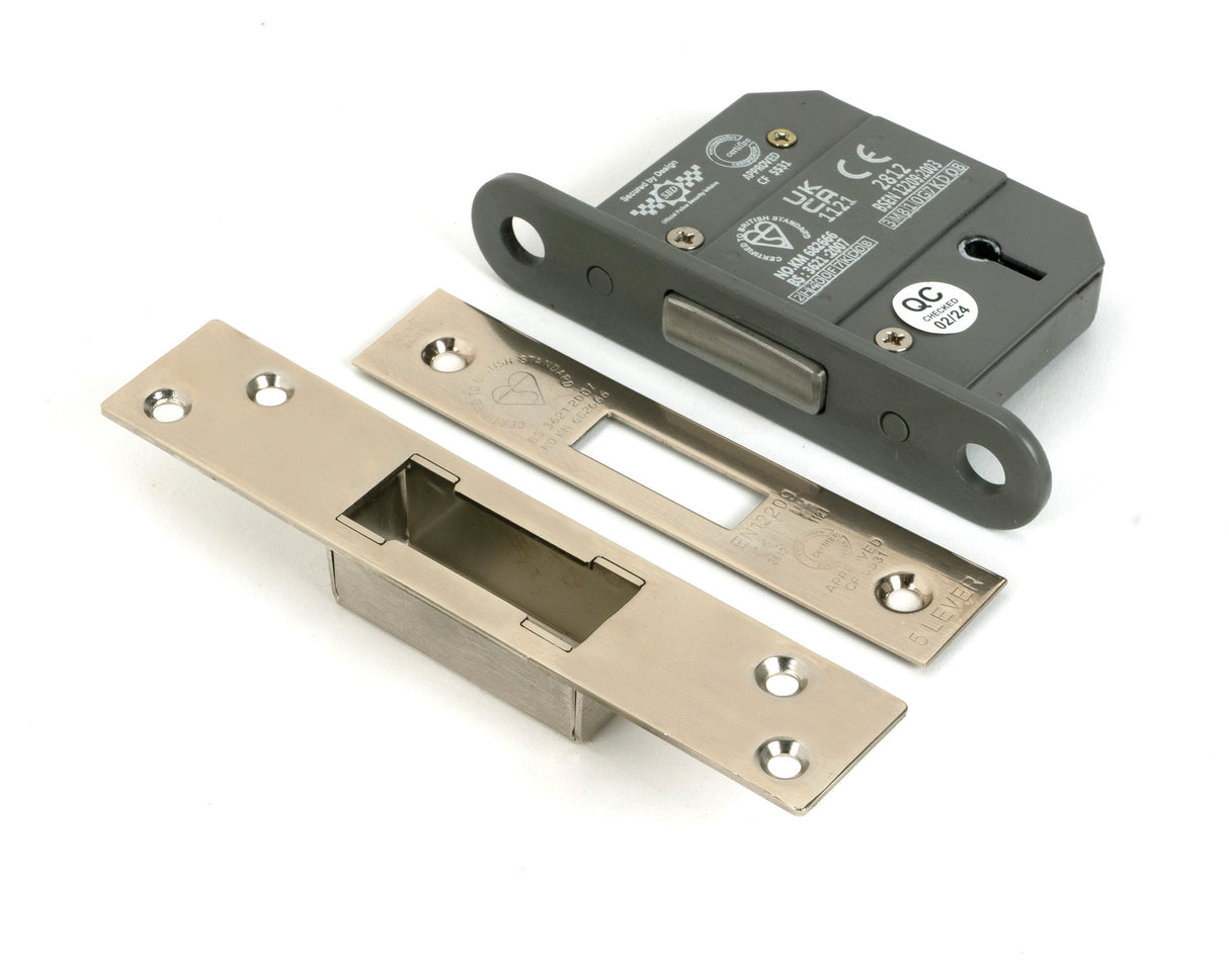 From The Anvil - Polished Nickel 2.5" 5 Lever BS Dead Lock | Sku. 51408 | Trade Door Handles.