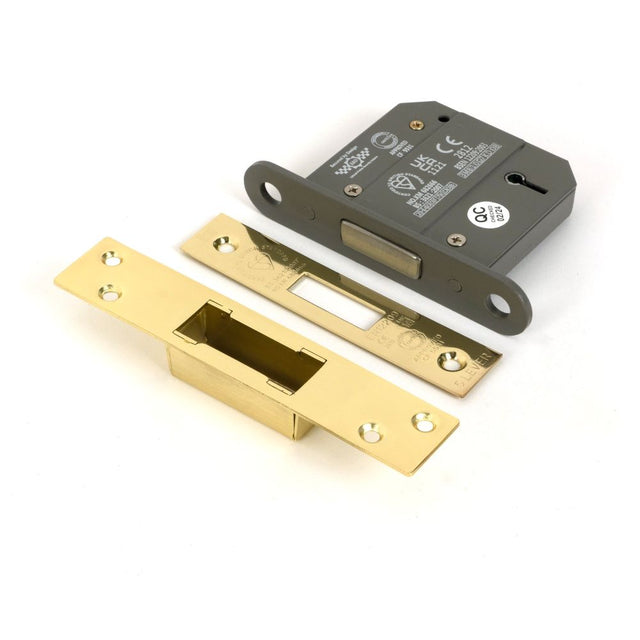 From The Anvil - Polished Brass 3" 5 Lever BS Dead Lock | Sku. 51415 | Trade Door Handles.