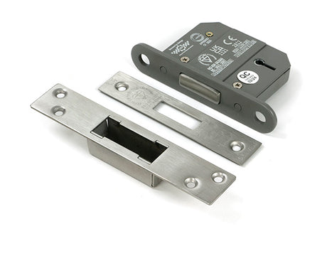 This is an image of From The Anvil - Satin Chrome 2Â½" 5 Lever BS Dead Lock KA available to order from Trade Door Handles in Kendal.