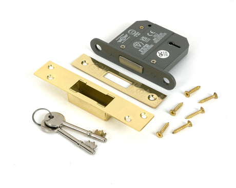 From The Anvil - Polished Brass 3" 5 Lever BS Dead Lock KA | Sku. 51437 | Trade Door Handles.