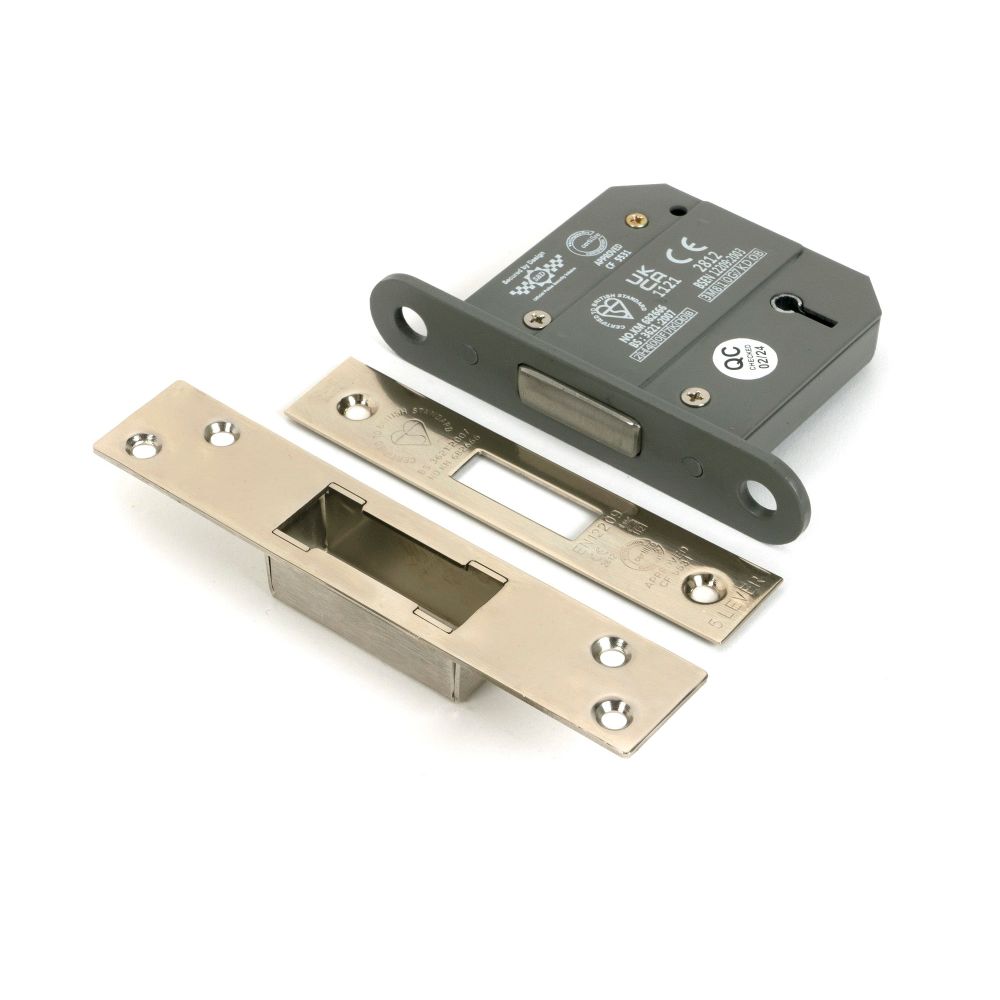 From The Anvil - Polished Nickel 3" 5 Lever BS Dead Lock KA | Sku. 51440 | Trade Door Handles.