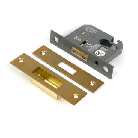 From The Anvil - Satin Brass 2.5" Euro Profile Dead Lock | Sku. 51449 | Trade Door Handles.