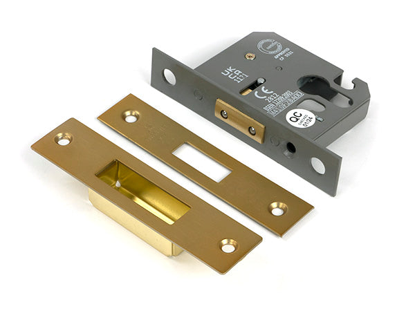 This is an image of From The Anvil - Satin Brass 2½" Euro Profile Dead Lock available to order from Trade Door Handles in Kendal.