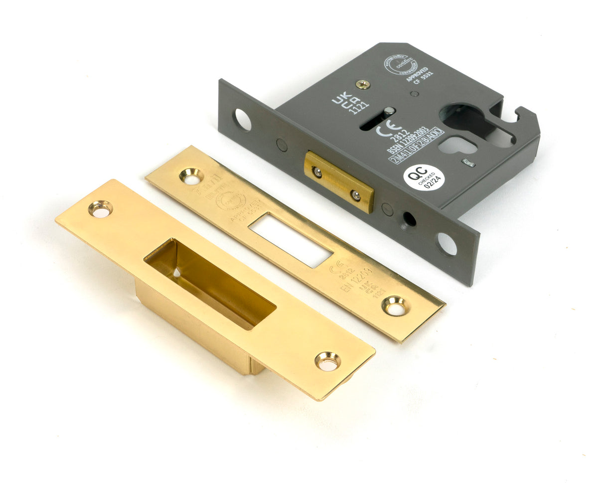From The Anvil - Polished Brass 3" Euro Profile Dead Lock | Sku. 51457 | Trade Door Handles.