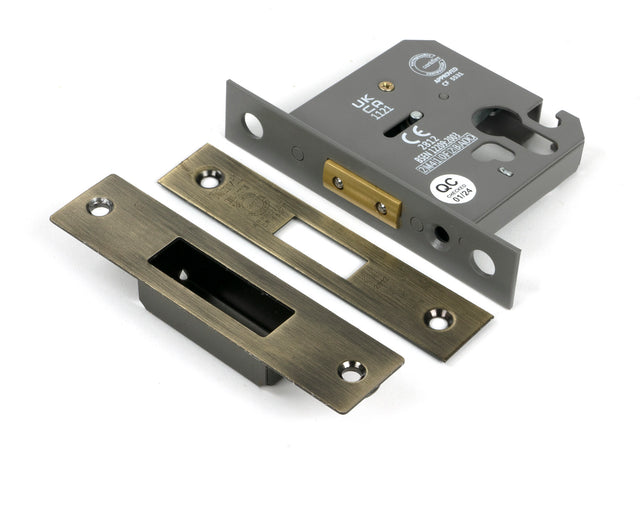 From The Anvil - Aged Brass 3" Euro Profile Dead Lock | Sku. 51458 | Trade Door Handles.