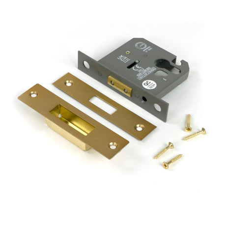 From The Anvil - Satin Brass 3" Euro Profile Dead Lock | Sku. 51459 | Trade Door Handles.