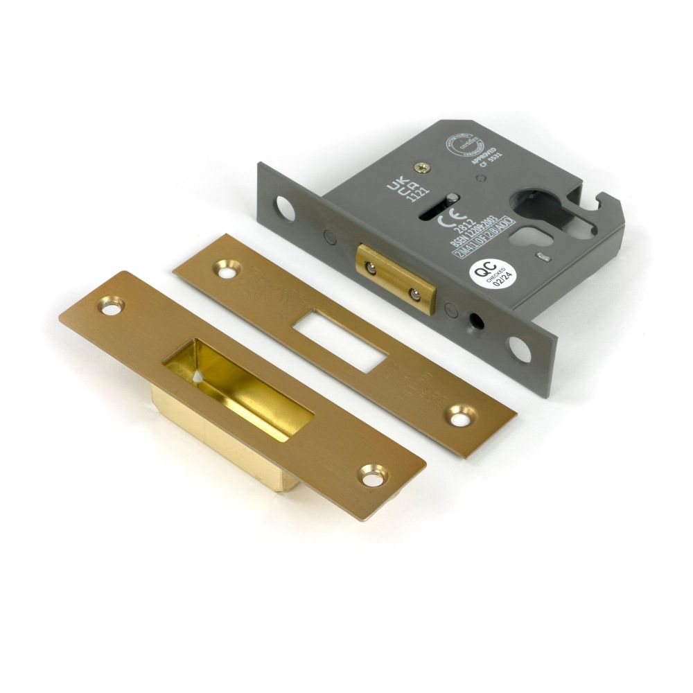 From The Anvil - Satin Brass 3" Euro Profile Dead Lock | Sku. 51459 | Trade Door Handles.